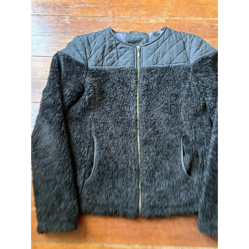 PrAna Women's Sweater Sherpa Black Fleece Full Zip Size Medium